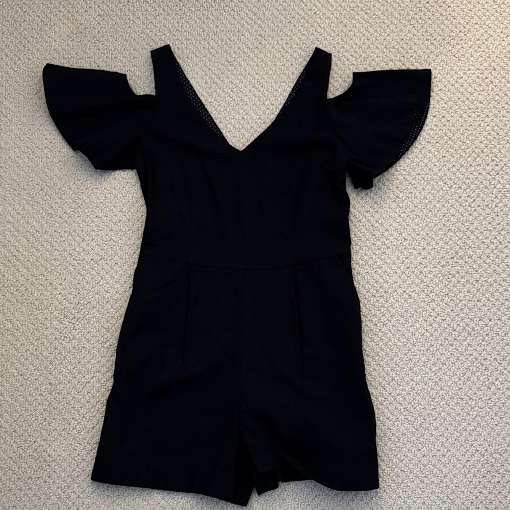 Elevenses Black Off-Shoulder Romper from Anthropologie